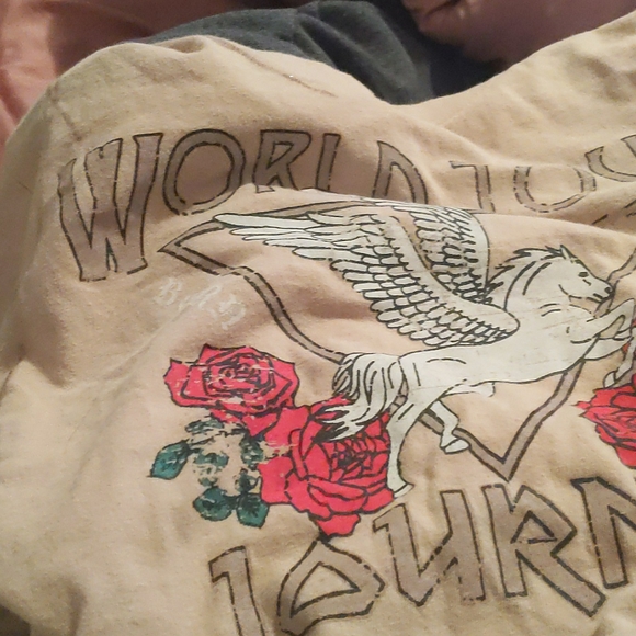 A light brown shirt that say world tour - Picture 1 of 3